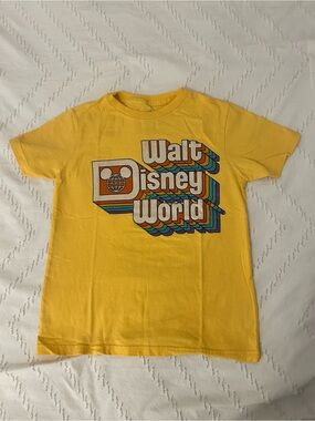 Disney Parks Kids Retro Walt Disney World Rainbow Logo Graphic Yellow Medium